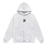 Men Fleece Lined Hoodie Autumn Winter Sweater Male Letter Embroidered Loose Hooded Pullover Long Sleeve Top