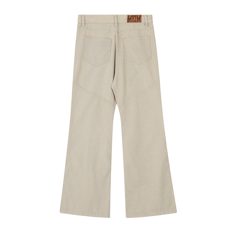 Men Jeans Pleated Stitching Workwear Casual Loose Punk