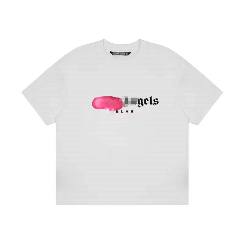 Palm Angle T Shirts Splash Paint Letter Printing Loose Couple
