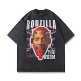 Men T-Shirt Retro Rodman Portrait Printing Distressed Loose