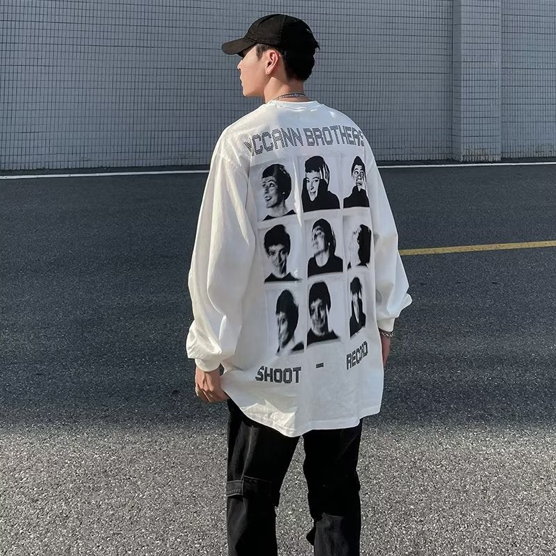 Men's T Shirt Retro Portrait Printing Loose