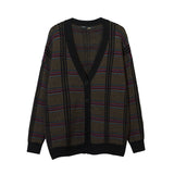 Women Sweater Loose Cardigan Coat Splicing Knitwear