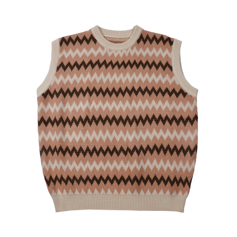 Women Sweater Striped Vest Loose Casual Sweater