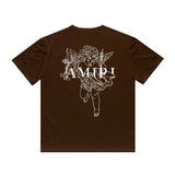 Amiri T Shirt Angel Sketch Printed Casual Hip Hop Short Sleeve T-shirt