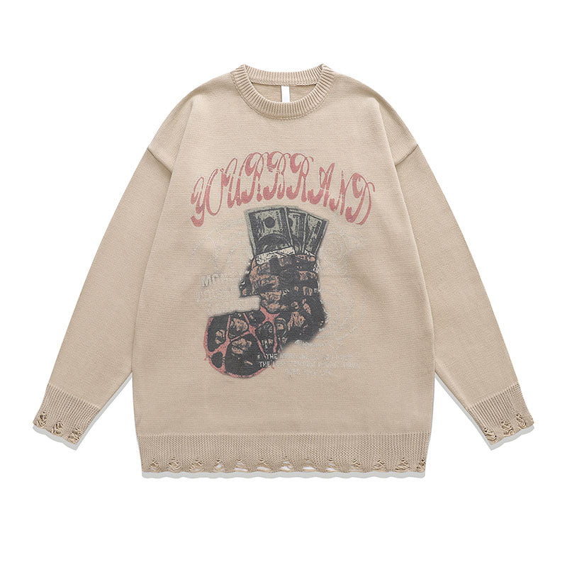 Women Sweater Vintage Hip Hop Retro Knitted Sweater