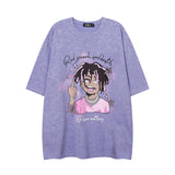 Men T-Shirt Cartoon Graffiti Vibe Idle Style All-Match