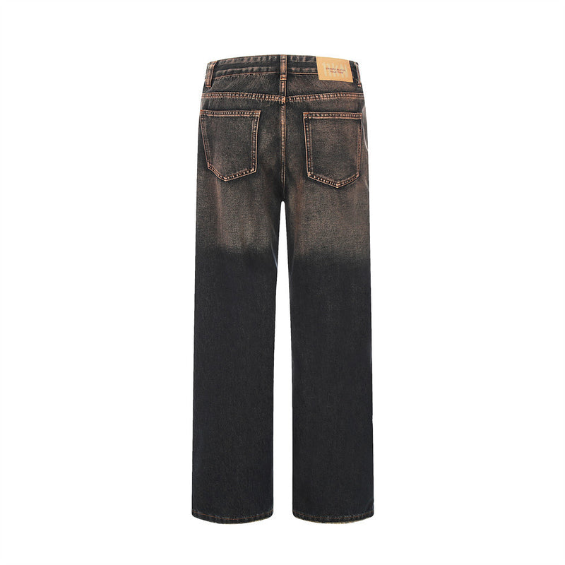 Men Jeans Distressed Gradient Loose Complex Leisure