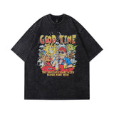 Men T-Shirt Distressed Rock Print Loose