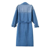 Women Trench Coat Loose Waistband Denim Trench Coat