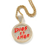 Jewelry Disc Pendant with Diamonds Hip Hop Necklace ins Alphabet Pieces Spectrum