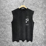 Purple Brand Distressed Tank T Shirts Distressed Sleeveless T-shirt Vest