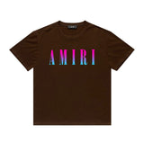 Amiri T Shirt Gradient Letter Flower Casual Hip Hop Short Sleeve T-shirt