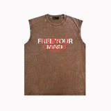 Purple Brand Distressed Tank T Shirts Distressed Sleeveless T-shirt Vest