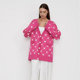 Women Work Business Casual Sweats Jacquard Knitted Cardigan Sweater
