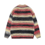 Women Sweater Gradient Striped Knitted Zipper Jacket Casual
