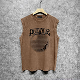Purple Brand Distressed Tank T Shirts Distressed Sleeveless T-shirt Vest