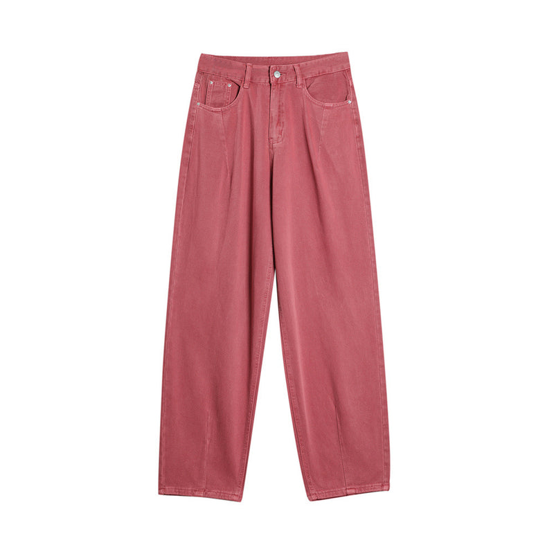 Men Jeans Loose Faded Simple Casual