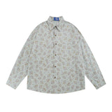 Men Long Sleeved T Shirt Floral Shirt Men Spring and Autumn Leisure Loose Retro