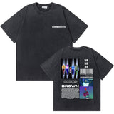 Washed Vintage Rapper Chris Brown 11:11 Tour Print T Shirt