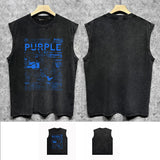 Purple Brand Distressed Tank T Shirts Distressed Sleeveless T-shirt Vest