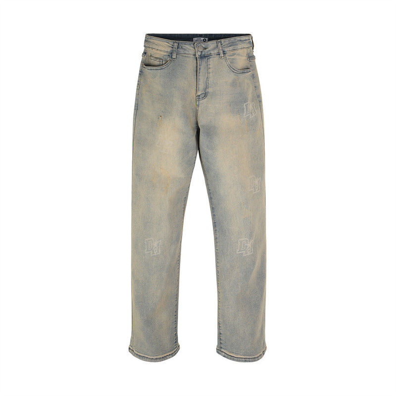 Men Jeans Worn Retro Casual Loose All-Matching