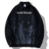 Men's Long Sleeved T Shirt Printed Long Sleeve Shirt Men's Ins Loose Pattern Lapel Shirt Outer Wear