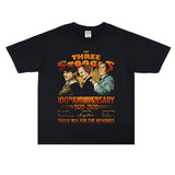 Rock Star T Shirt Punk Rock the Stooges Puppet Band Washed Distressed T-shirt Cotton Short Sleeve