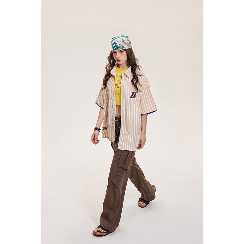 Unisex Shirt Vintage Stripe Loose and Lazy Style