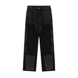 Men Jeans Punk Stitching Edging Loose