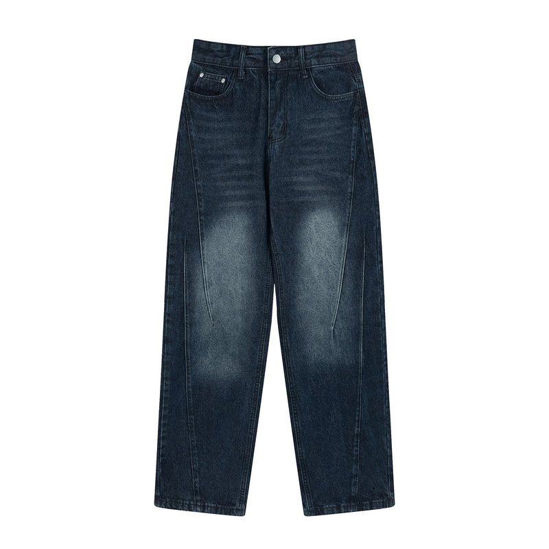 Men Jeans Pleated Stitching Loose All-Match