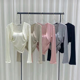 Women Vest Suspenders Vest Long Sleeve Shawl Suit
