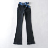 Women Jeans Sexy Frayed Flared Pants Stretch Slim Fit