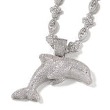 Jewelry Dolphin Pendant Necklace ins Cartoon 5A Zircon Animal Spectrum