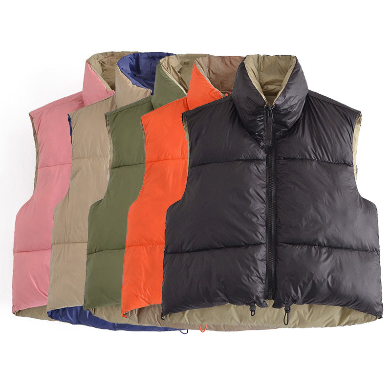 Women Vest Fashion Double-Sided Cotton-Padded Vest