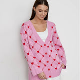 Women Work Business Casual Sweats Jacquard Knitted Cardigan Sweater