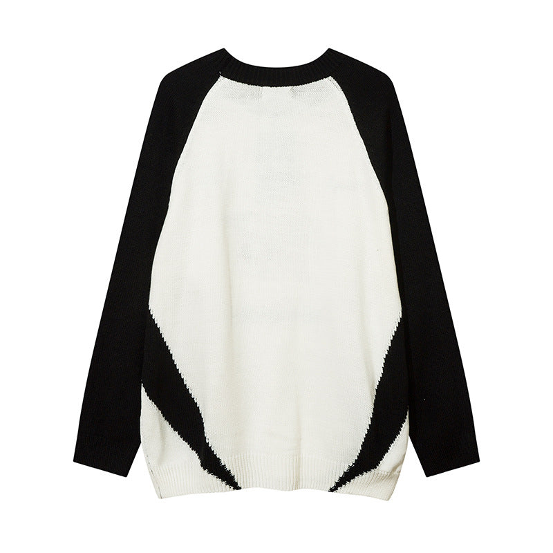 Men Sweater Loose Stitching Sweater Casual Sweater
