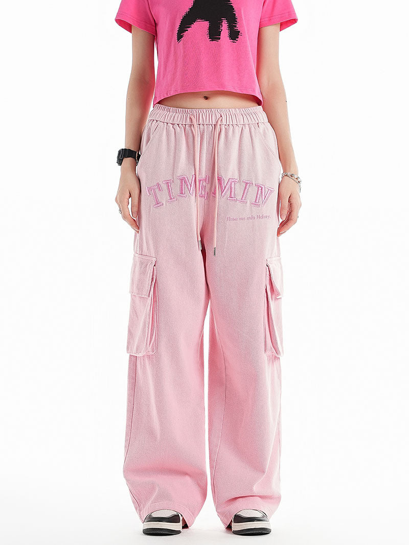 Cargo Pants Letter Print Low Waist Casual