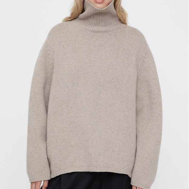 Women Work Business Casual Sweats Autumn and Winter Loose Wool Turtleneck Sweater