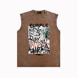 Purple Brand Distressed Tank T Shirts Distressed Sleeveless T-shirt Vest