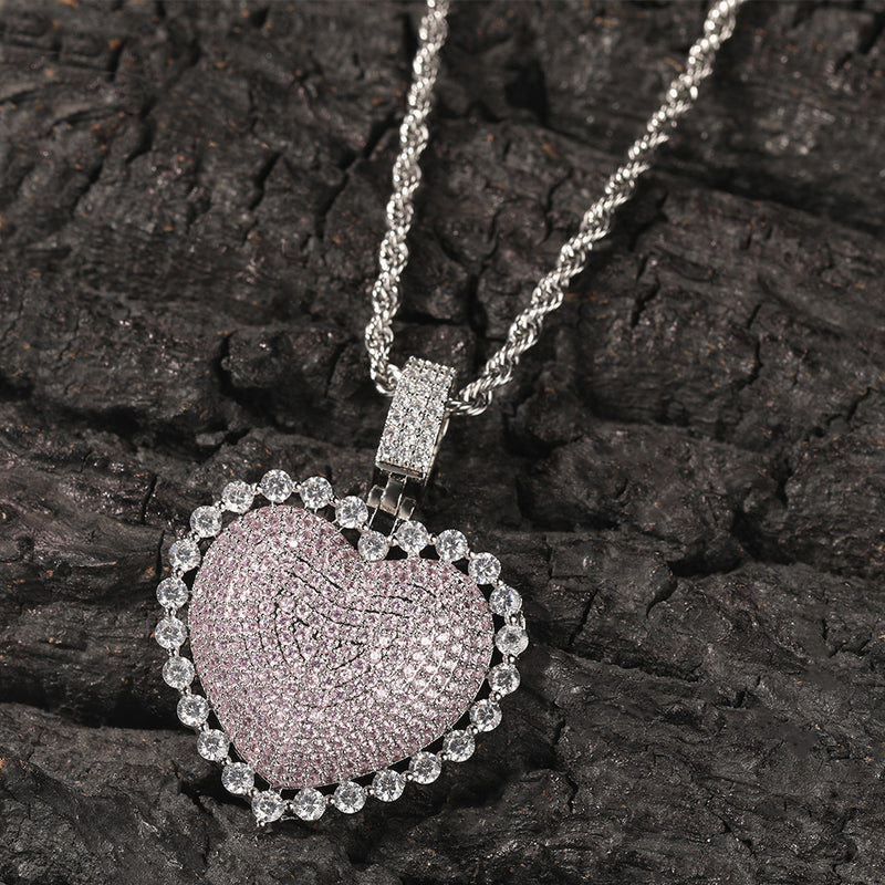 Jewelry Love Copper Zircon Pendant Round Zirconium Pendant Necklace Spectrum St. Valentine's Royalty