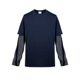 MIJKO Men Jacket Fake Two Long-sleeved Color Matching T-shirt