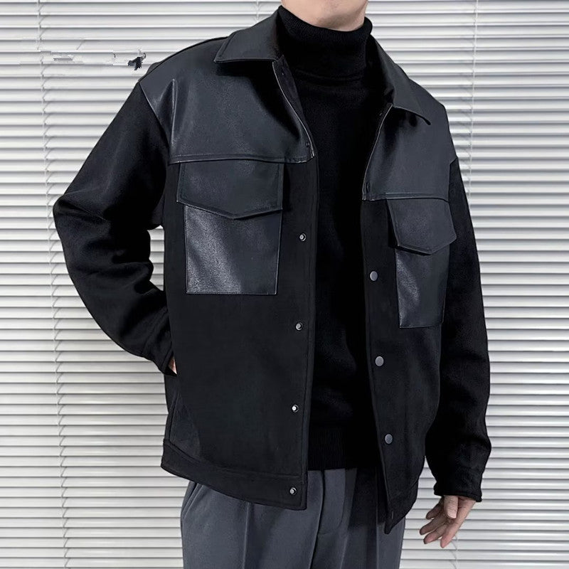 Men Cotton Coat Jacket Lamb Fur Fleece-lined