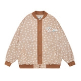 Women Jackets Retro Embroidery-Knitted Baseball Jacket