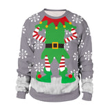 Ugly Christmas Sweater Cartoon Digital Printing Pattern Pullover round Neck Couples Sweater