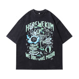 Men T-Shirt Cartoon Vintage Print Distressed Oversize