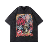 Men T-Shirt Vintage Cartoon Printed Distressed Short Sleeve T-shirt