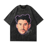 Men T-Shirt Retro Portrait Printing Distressed