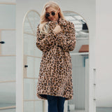 Women Fur Jacket Leopard Fur Fashionable Warm Coat