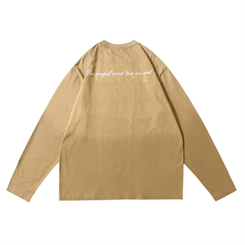 Men Long Sleeve T-Shirt Gradient Cotton Loose