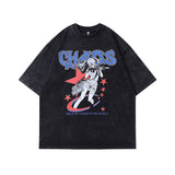 Men T-Shirt Butterfly Print Washed Old